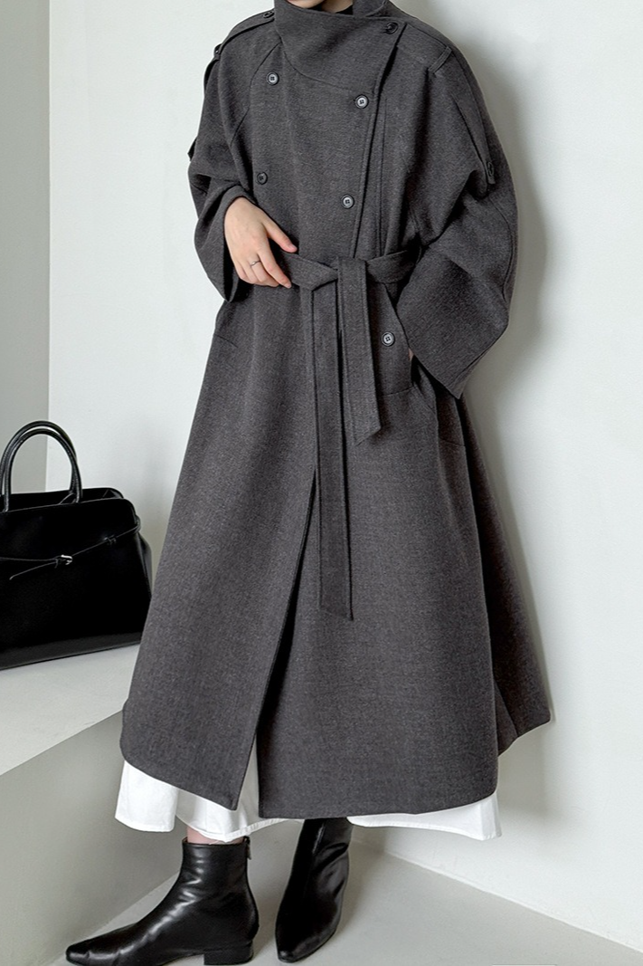 Tall Fit Double Breasted Long Chic Elegant Overcoat Main image