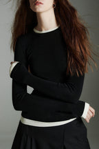 Color Block Multi Collar Knit Top