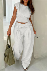 Cozy Drapey High Waist Floor Length Pants