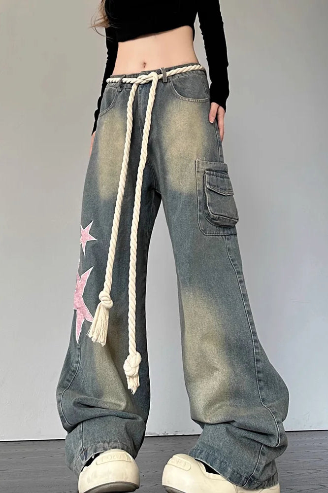 Streetwear Heart Patchwork Jeans Secondary image