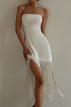 Fringe Slit Mini Party Dress