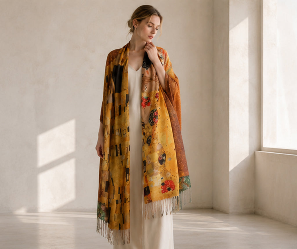 Vintage Van Gogh Print Fringe Wrap Scarf