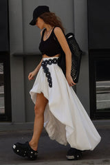 Cotton Tulip Hem Asymmetric Skirt