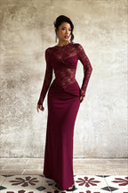 Sheer Lace Twist Front Cutout Maxi Dress