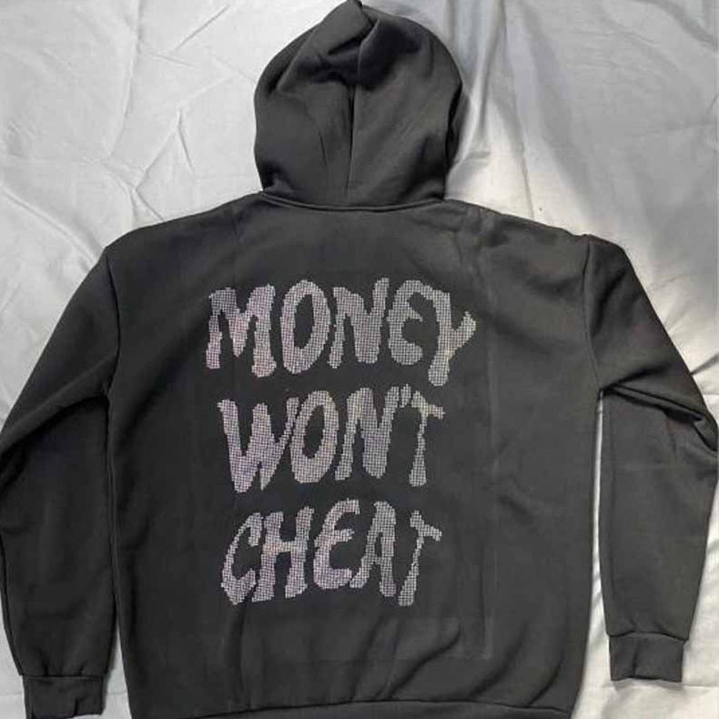 Rhinestone Letter Zipper Hoodie Main image