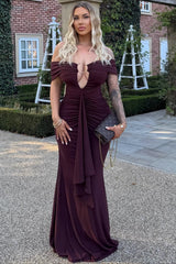 Bow Detail Panel Maxi Bodycon Formal Dress