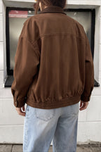 Contrast Collar Chest Pocket Zip Front Coat