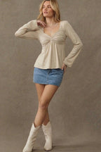 V Neck Slim Fit Long Sleeve Tee