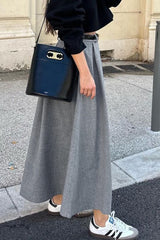 Retro A-Line Pleated Midi Skirt