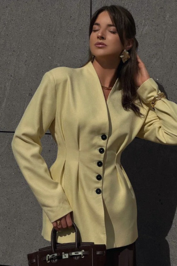 Single-Breasted V-Neck Waist Defined Blazer Main image