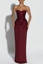 Sequin Corset Strapless Draped Party Dress