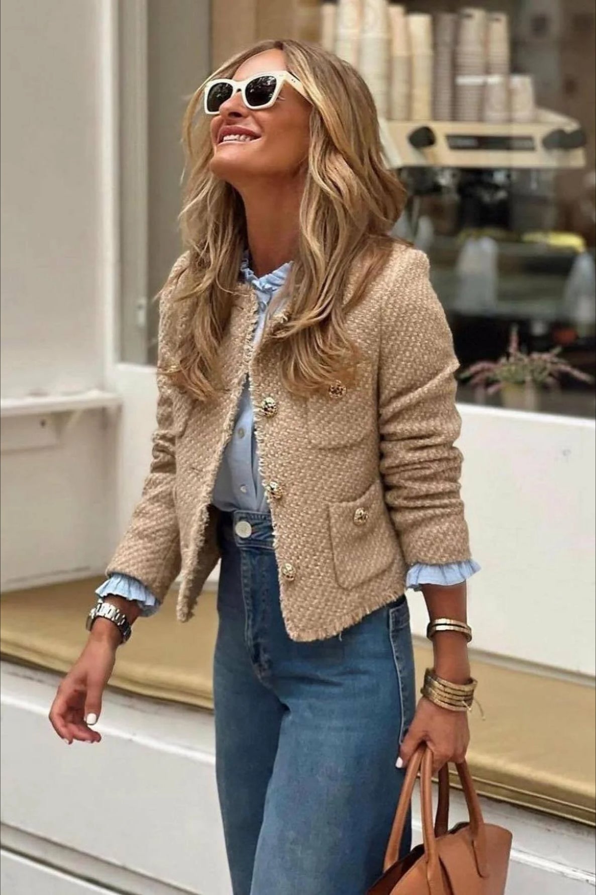 Tweed Button Front Jacket Main image