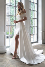 Convertible Satin Sheath Wedding Dress