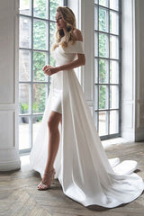 Convertible Satin Sheath Wedding Dress