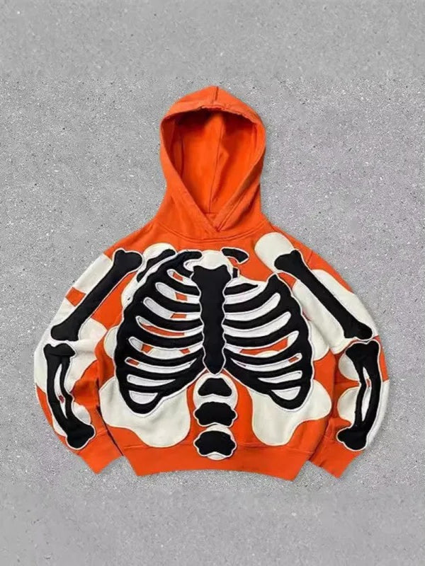 Gothic 3D Skeleton Print Hoodie Secondary image