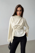 Mandarin Collar Chiffon Blouse