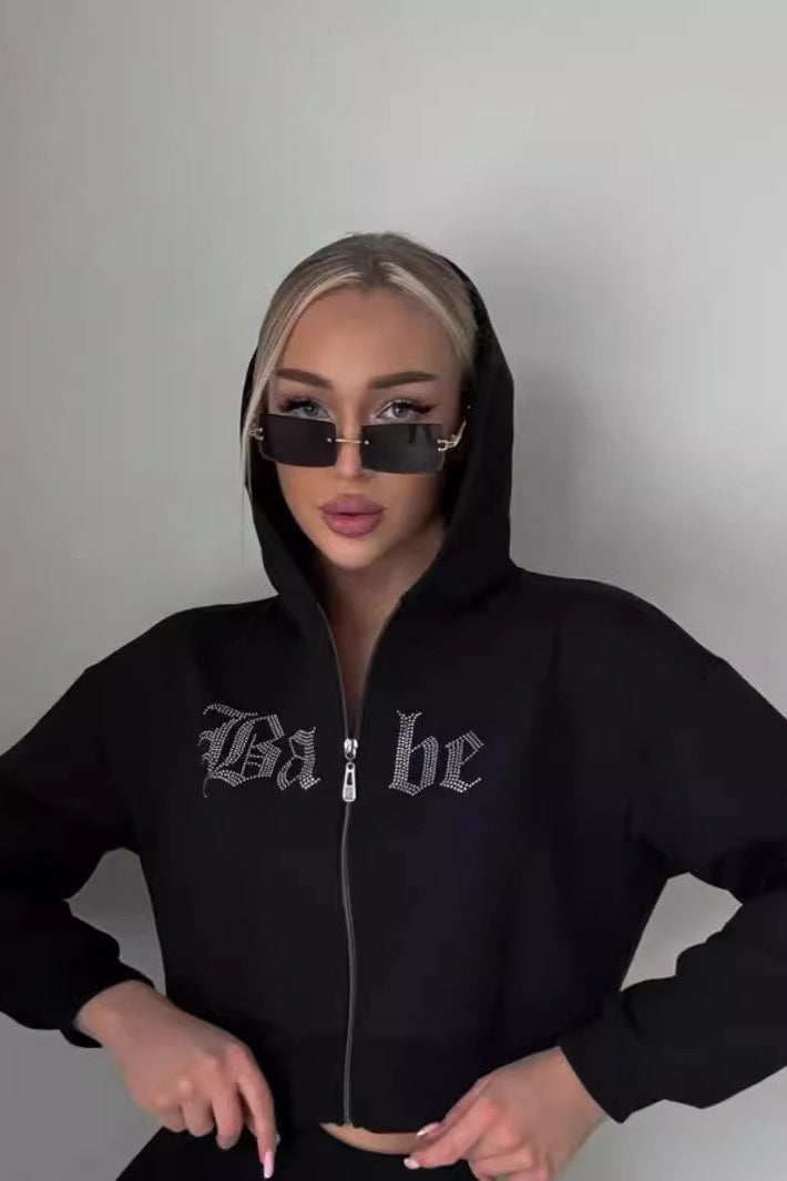 Rhinestone Zipper Hoodie Main image