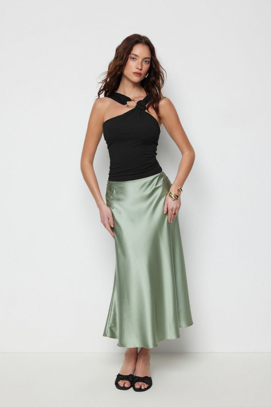 Metal Detail Halter Backless Fitted Crop Top