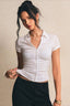 Ruched Button Front Fitted Crop Top