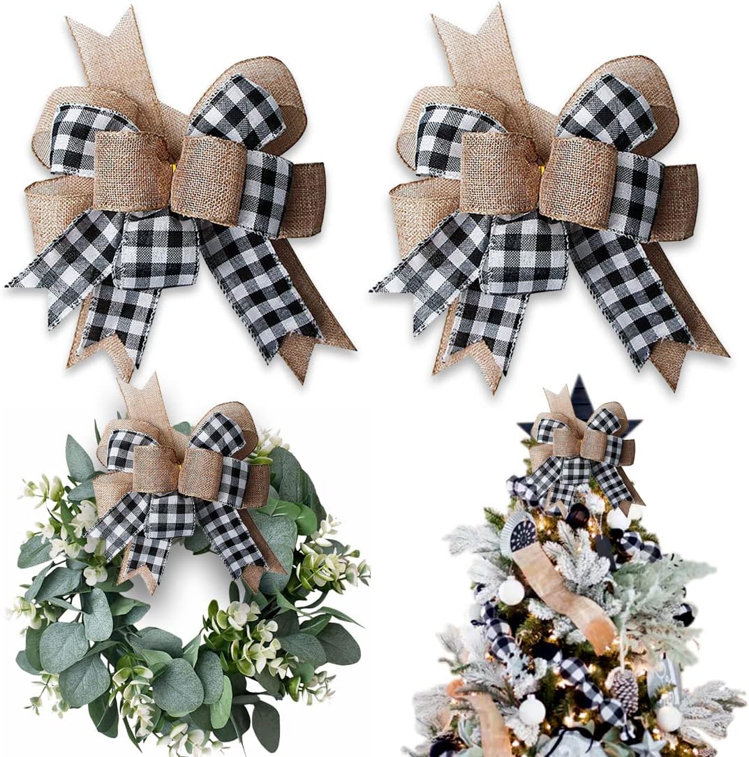 Christmas Bow Outdoor Decorations - Set of 2