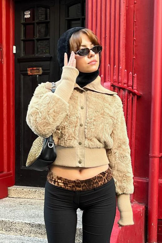 Faux Fur Patchwork Collar Coat Secondary image