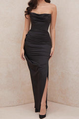 Sexy Strapless Slit Elegant Formal Dress