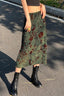 Floral Print Low Waist Color Block A-Line Skirt