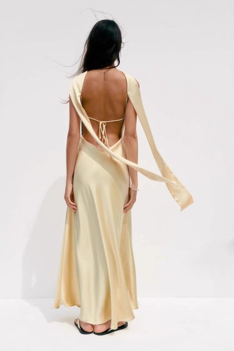 Halter Satin Sash Silk Dress Secondary image