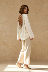 Cotton Loose Fit Off-Shoulder Knit Sweater