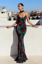 Floral Plunge Low Back Slip Dress
