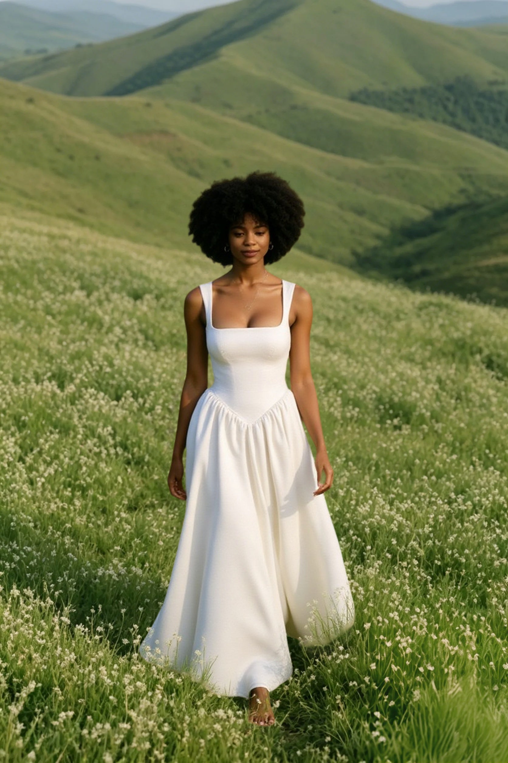 Solid Color A Line Slip Prom Dress Main image
