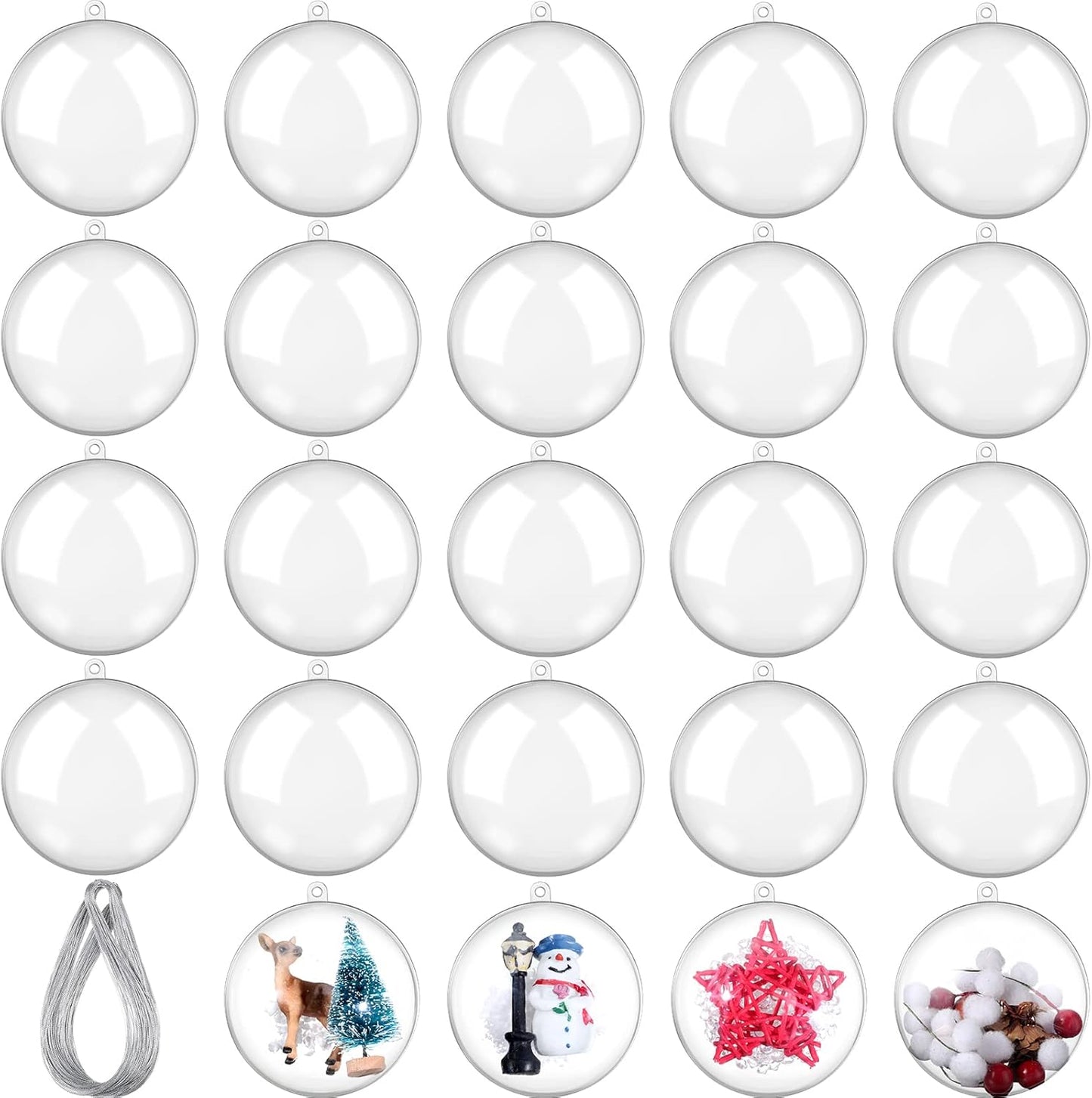 24 Pcs Fillable Christmas Ornaments - DIY Craft Transparent Balls for Holiday Party Decor