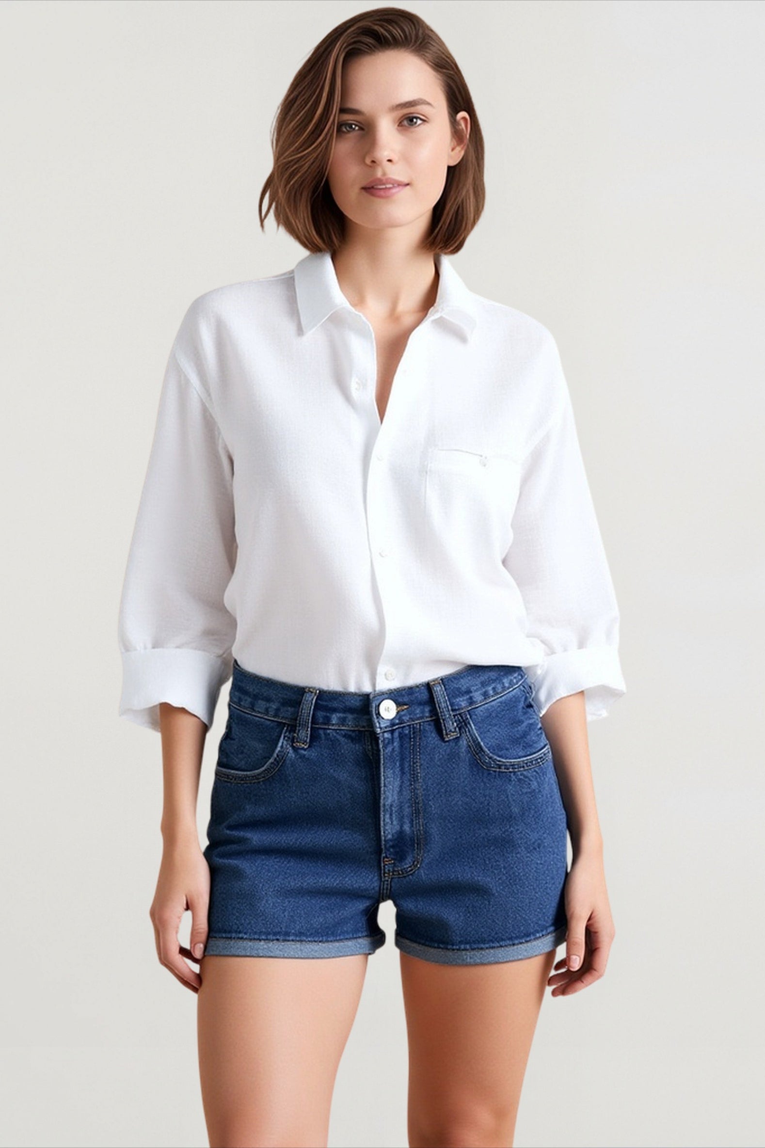 Linen Long Sleeve Pleated Blouse Main image