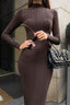 Stripe Turtleneck Knit Long Sleeve Bodycon Dress
