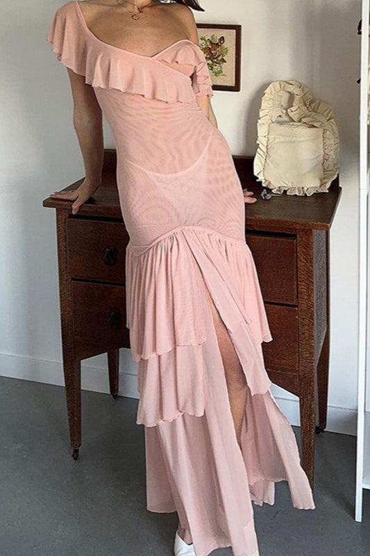 Asymmetric Sheer Ruffle Birthday Dress Secondary image