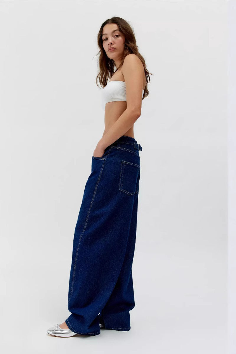 Vintage Wash Low Rise Slim Loose Straight Leg Jeans Main image