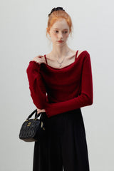 Layered Cowl Neck Knit Top