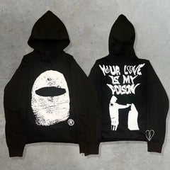 Gothic Print Zipper Hoodie