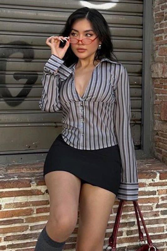 Gothic Slim Long Sleeve Blouse Secondary image