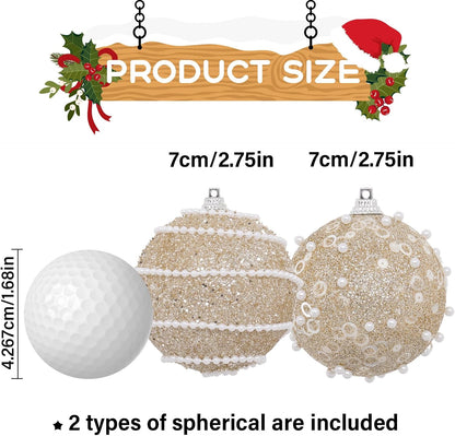 Champagne Christmas Ball Ornaments Set - 12pcs