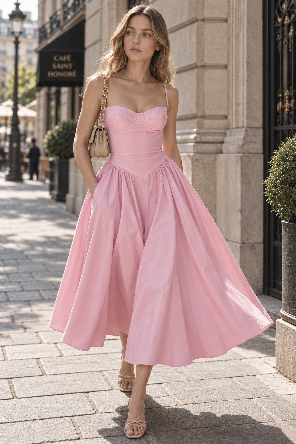 Elegant Vintage Satin Halter Maxi Prom Dress