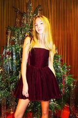 One Shoulder Waist Cinching Sling Party Velvet Dress