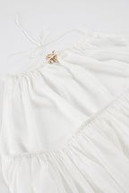 Solid Floral Buckle Halter Fitted Mini Dress