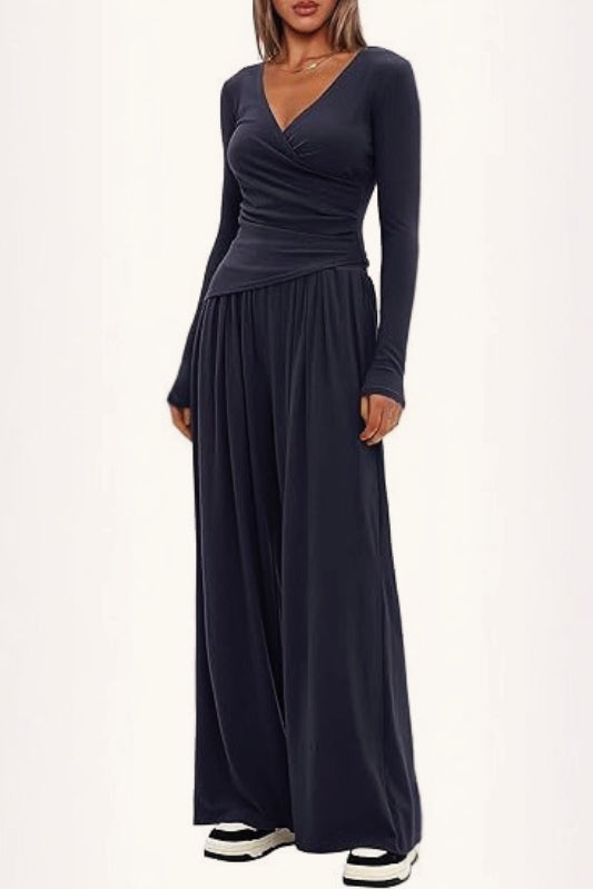 Effortless Wide Leg Pants Casual Comfort Two Piece Set Main image