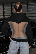 Mesh Back Cutout Pullover Hoodie