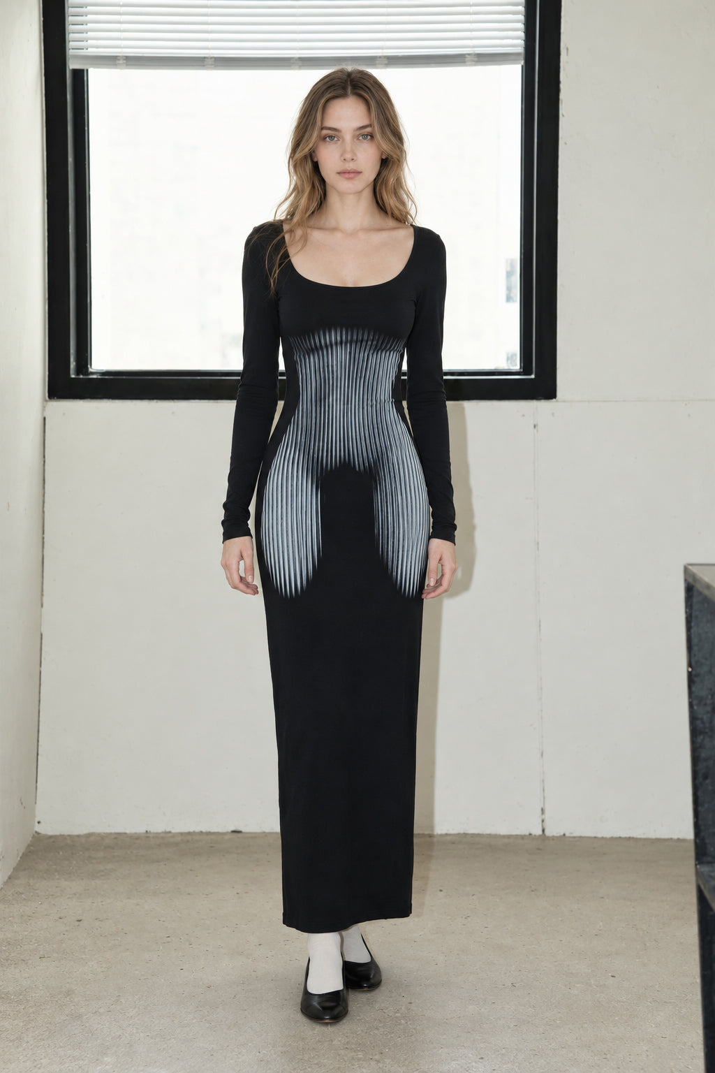 3D Body Print Maxi Dress