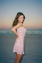 Strapless Floral Ruched Mini Dress