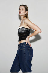 Y2K Lace Panel Color Block Cami Top