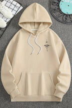 Compass Graphic Kangaroo Pocket Pullover Hoodie