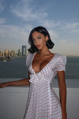 Polka Dot Bow-Detail Mini Dress